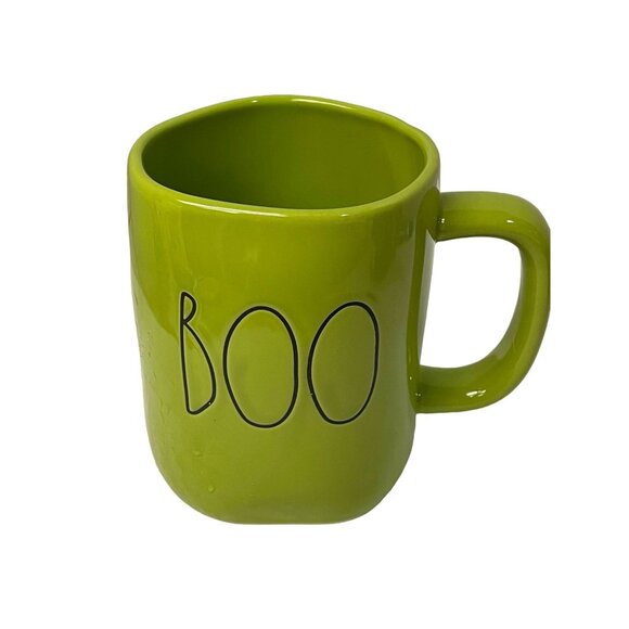 RAE Dunn Artisan Collection Green Pumpkin Face Boo Spooky Halloween Mug 3W 5H - Picture 7 of 9